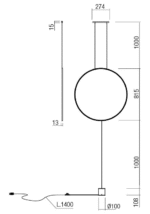 Altego RE21218 Visilica / Podna Lampa Crna