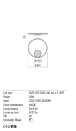 Altego RE001-01-1901 TRIAC, 4000K zidna lampa bronza - Slika 3
