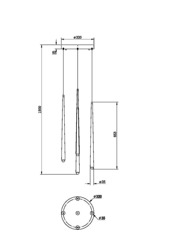 Maytoni Cascade unutrašnja visilica crna 4000K 30W - Image 2