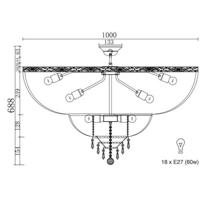 Maytoni Palace unutrašnja luster zlatna 60W - Slika 2