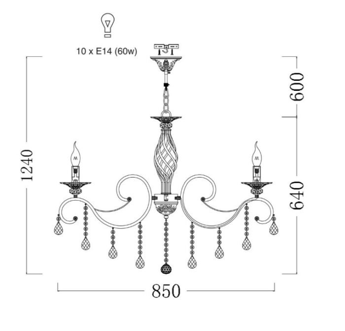 Maytoni Grace unutrašnja luster bronza 60W - Slika 2