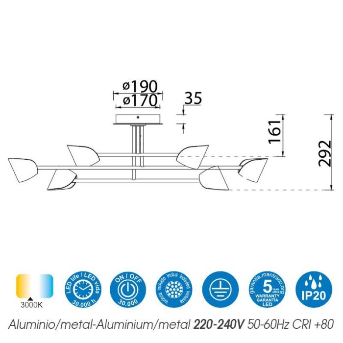 Mantra, Capuccina, plafonska, unutrasnja rasveta, plafonska lampa, LED, Mantra kolekcija