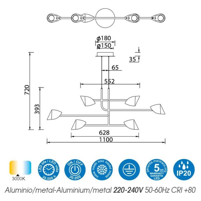 Mantra, Capuccina, visilica, unutrasnja rasveta, viseća lampa, LED, Mantra kolekcija