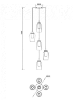 Mantra Nora visilica 5xE27 20W zlatna mermer - Slika 2