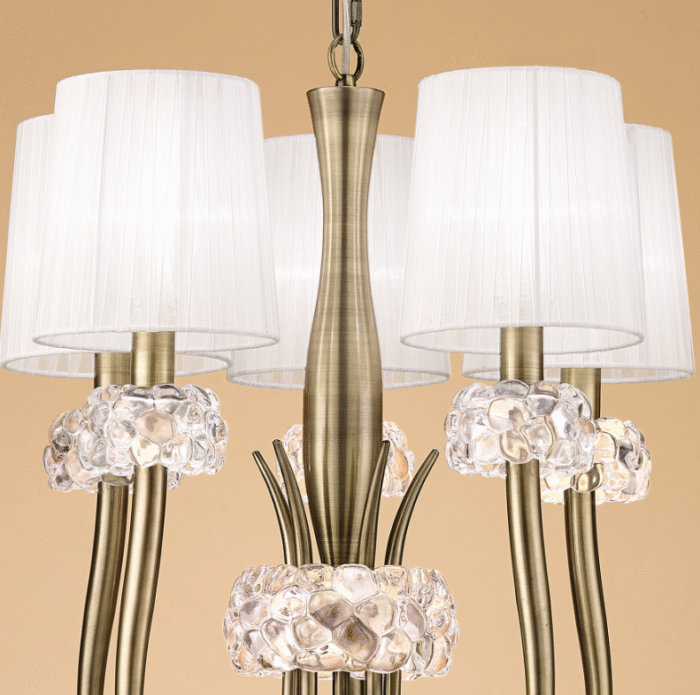 Mantra Loewe visilica 5xE14 20W prečnik 50cm mesing bela - Slika 3