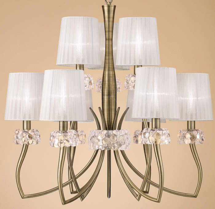 Mantra Loewe visilica 9xE14 20W prečnik 75cm mesing bela - Slika 4