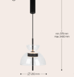 Maytoni Bangkok visilica crna-staklo 3000K 12W-3480mm - Slika 2