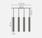 Nordlux Vico 4-rail visilica crna - Slika 2