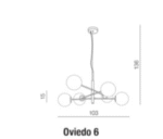 Azzardo OVIEDO 6 Brass - Black Visilica - Slika 2