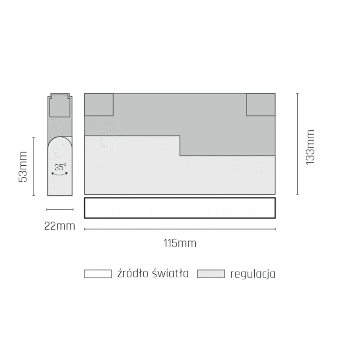 Shilo Komatsu reflektor za trofaznu šinsku rasvetu crna (115 mm) 3000K - Slika 2