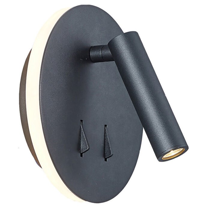 Mantra Cayman Zidna lampa crna led 3+6W 3000K - Slika 1