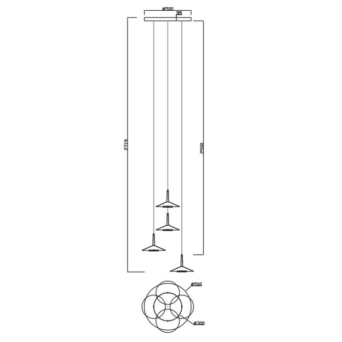 Mantra Orion visilica LED 4x8W 3000K crna - Slika 2