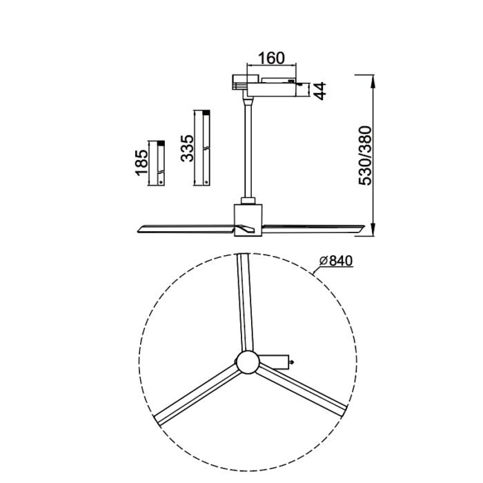 Mantra Monkey Fan plafonski ventilator na šinu 12W bela - Slika 2