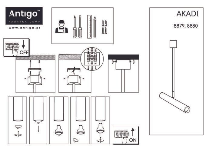Amplex Akadi šinski trofazni reflektor Crna 490 mm - Slika 4