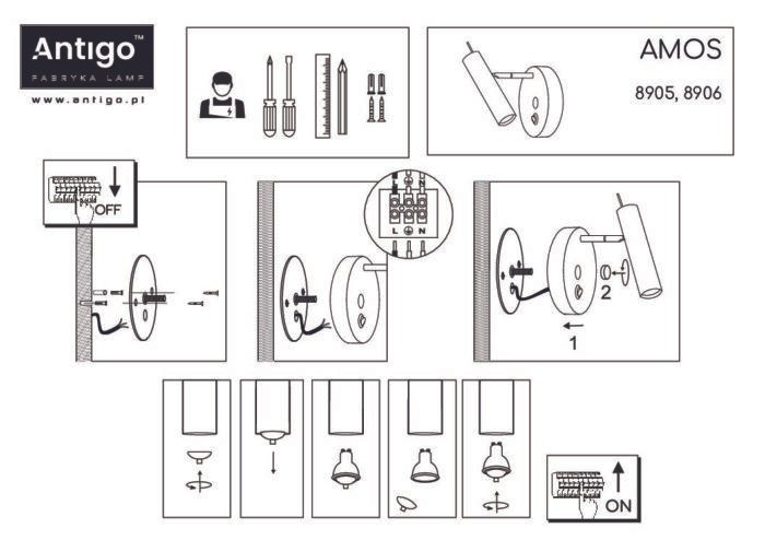 Amplex Amos Zidna lampa Crna - Slika 4