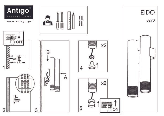 Amplex Eido Zidna lampa Crna 350 mm 160 mm - Slika 3