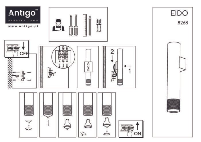 Amplex Eido Zidna lampa Crna 350 mm 85 mm - Slika 4