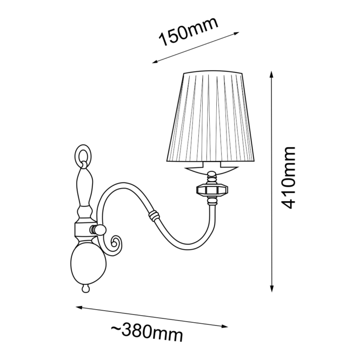 Amplex Lilosa Zidna lampa Mesing 410 mm 380 mm - Slika 3