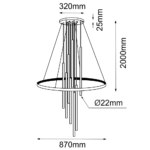 Amplex Luna Visilica Crna 3000K 2000 mm 870 mm 8978 - Slika 3