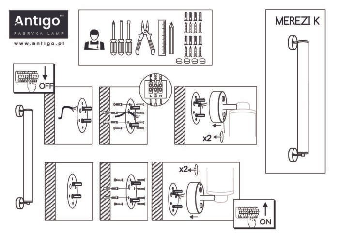 Antigo Merezi Zidna lampa mesing 3000K 160 mm - Slika 9