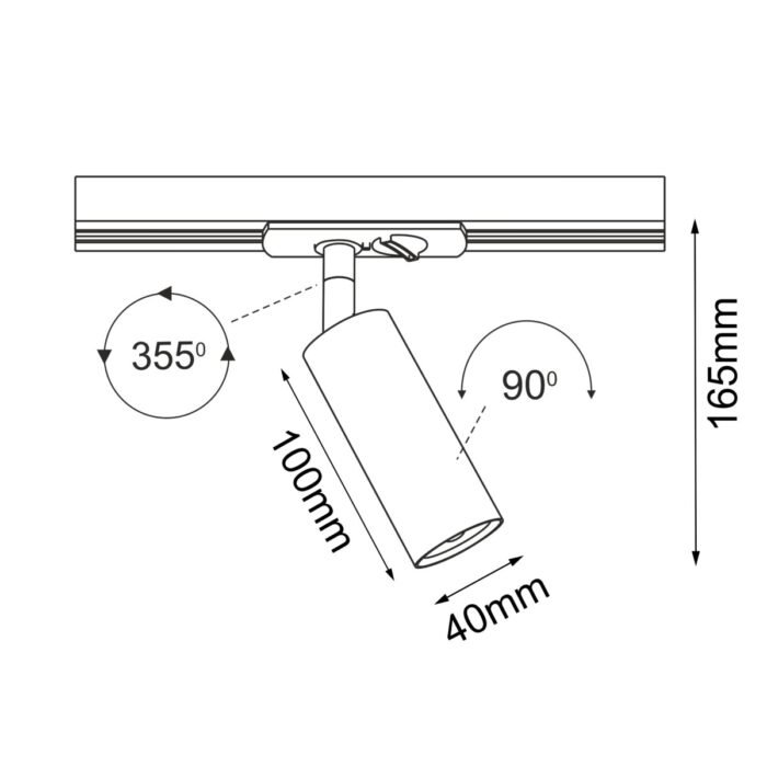 Brosline Ace szynoprzewód Komponenta za šinsku rasvetu Crna 40 mm - Slika 3