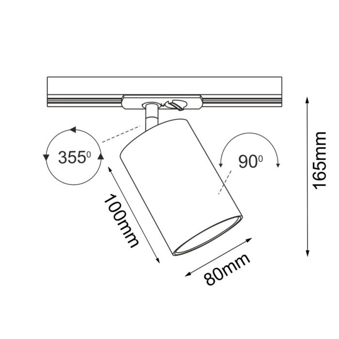 Brosline Ace szynoprzewód Komponenta za šinsku rasvetu Bela 80 mm - Slika 3