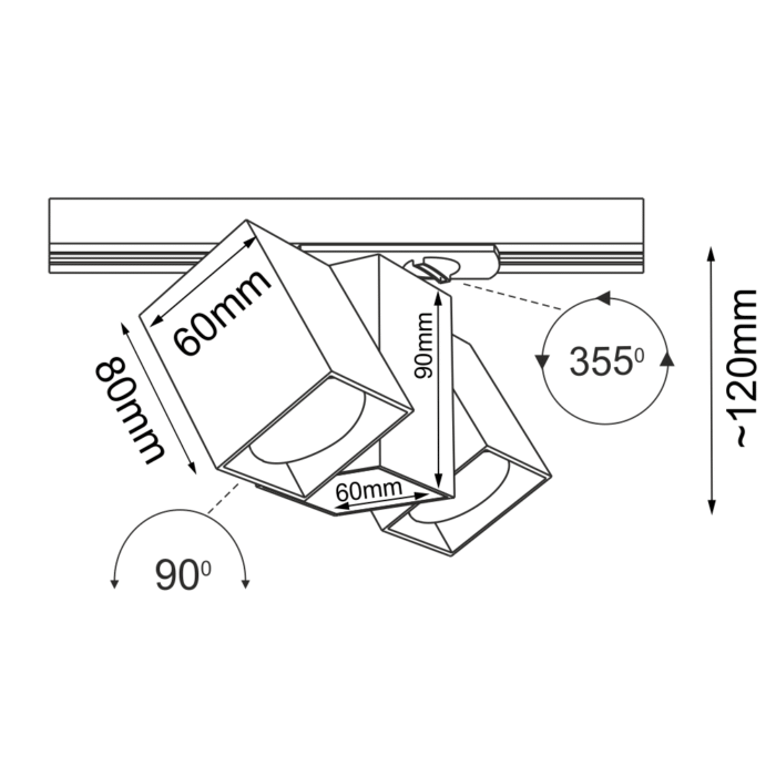 Brosline Cube szynoprzewód Komponenta za šinsku rasvetu Crna 180 mm - Slika 3