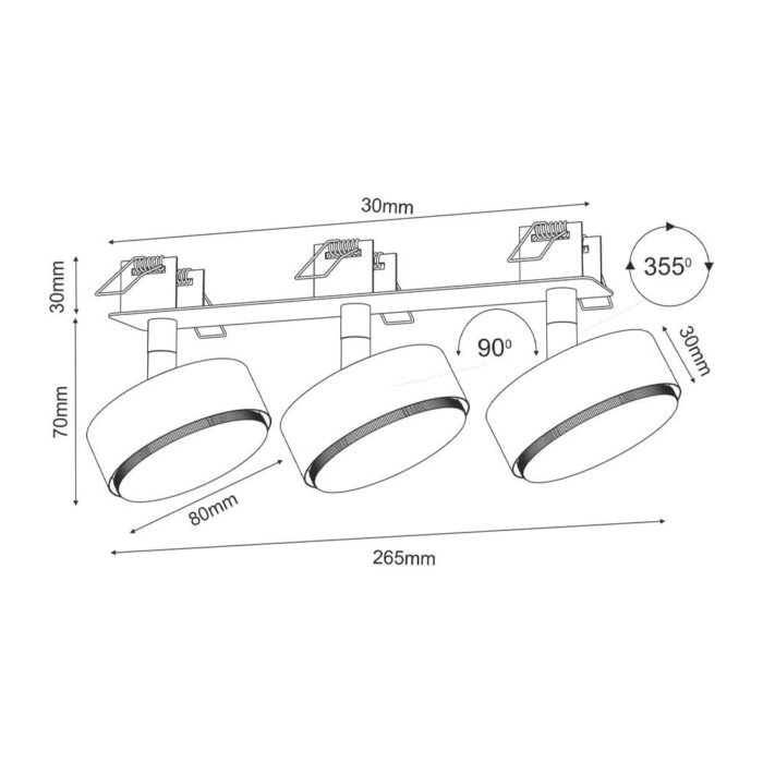 Brosline Drop Ugradna lampa Bela 70 mm 265 mm 80 mm 70 mm - Slika 2