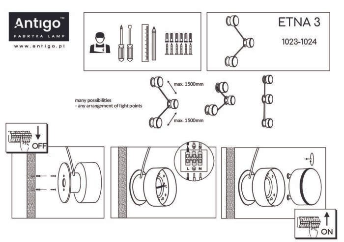 Brosline Etna Zidna lampa Bela - Slika 4