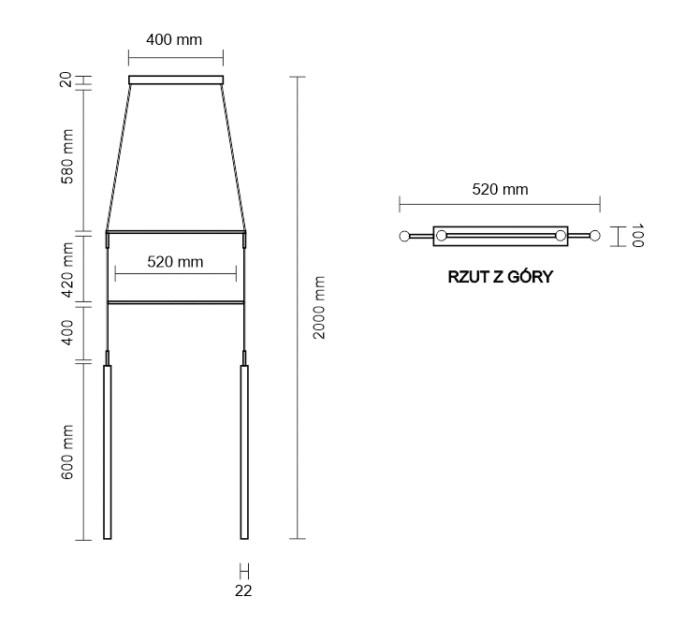 Dohar Alha H Visilica Bela 520 mm 2000 mm - Slika 2