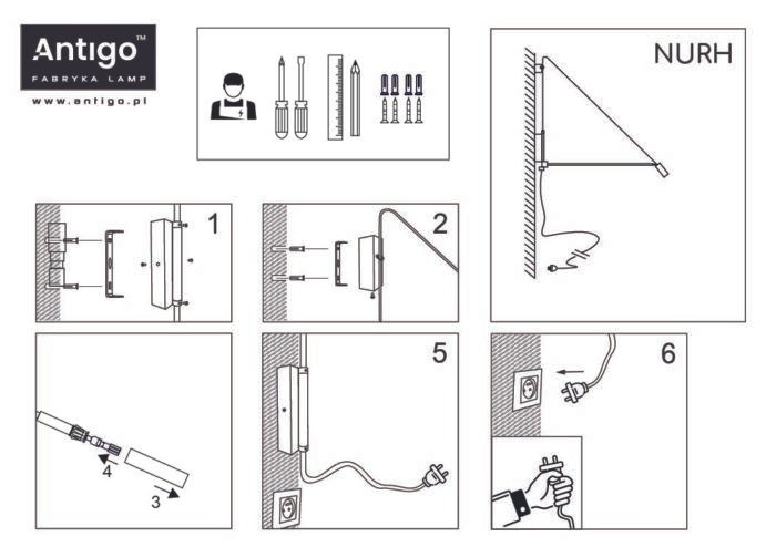 Dohar Nurh Zidna lampa Crna 980 mm - Slika 4