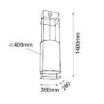 Dohar PAA Visilica Crna 360 mm 1400 mm 9032 - Slika 4