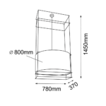Dohar PAA Visilica Crna 780 mm 1450 mm 9542 - Slika 4