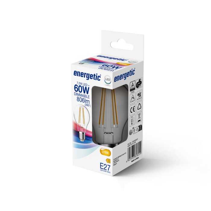 Energetic sijalica E27 A60 Dim 2700 Kelvin 806 Lumen Transparentna - Slika 2