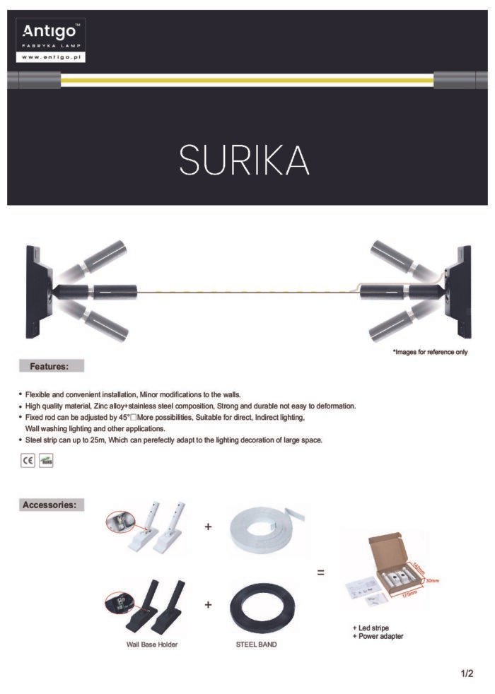 Shilo Surika lampa crna (3000 mm) 4000K - Slika 2