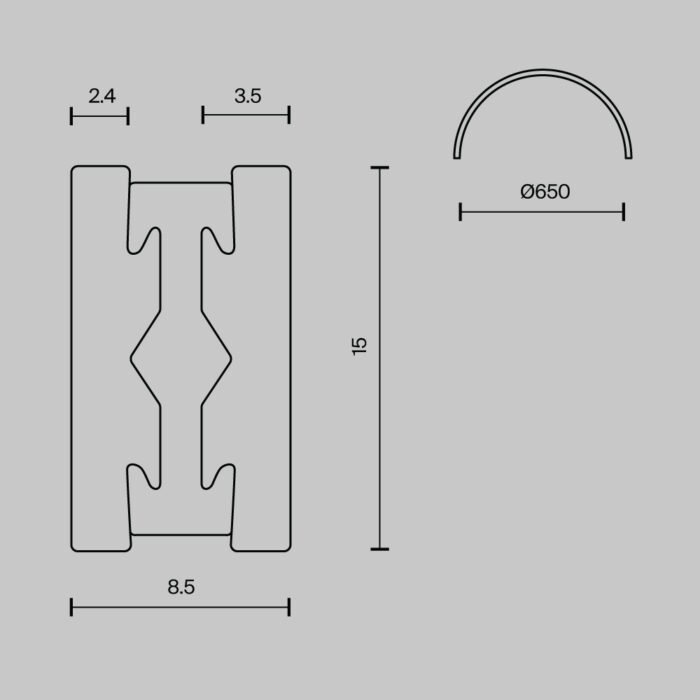 Maytoni Flarity polukružna modularna magnetna šina 650mm - Slika 2