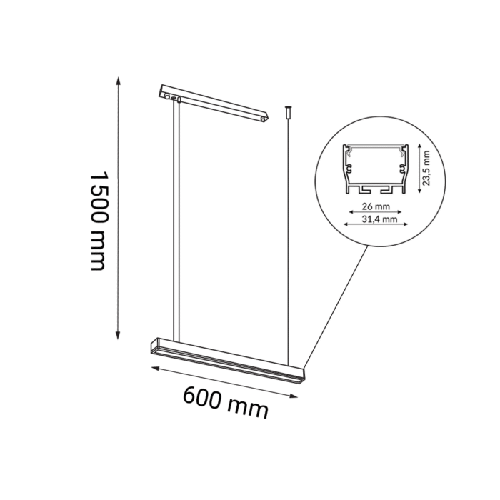 Shilo Hiate visilica crna (600 mm) 4000K - Slika 2